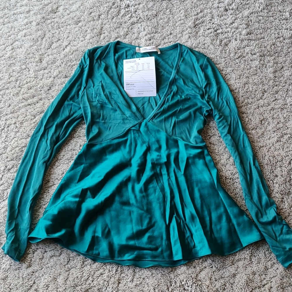 Diane von Furstenberg slinky jersey blouse green